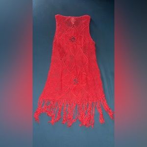 Forever 21 Crochet Orange Swim CoverUp w| Fringe at Hemline Size 3X